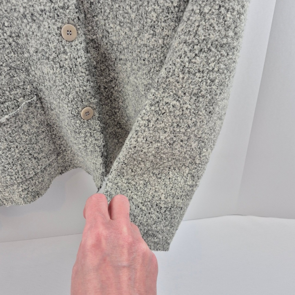 Eileen Fisher Cardigan Women's L Gray‎ Knit One Pocket Minimalist Italian Yarn - Picture 5 of 9
